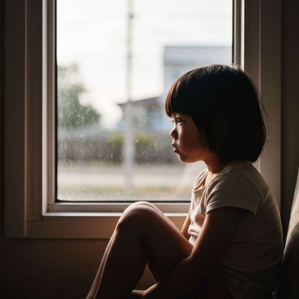 Einsames Kind, dem emotionale Sicherheit und bedingungslose Liebe fehlt