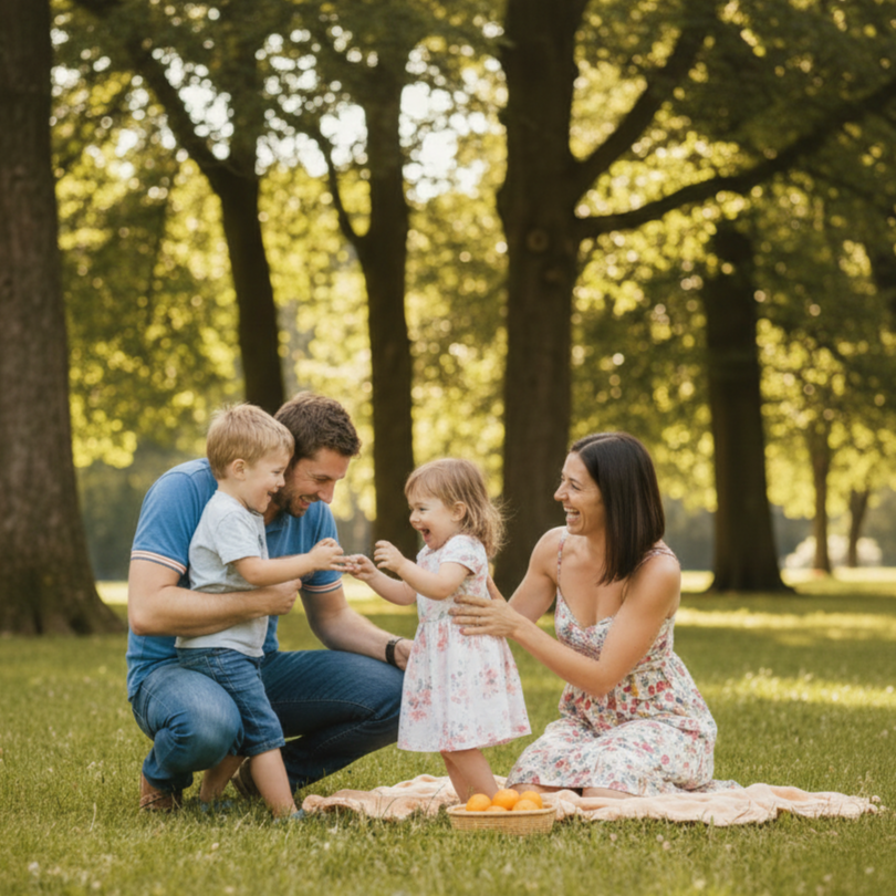 Glückliche Familie verbringt gemeinsam Zeit und stärkt demokratische Werte im Alltag