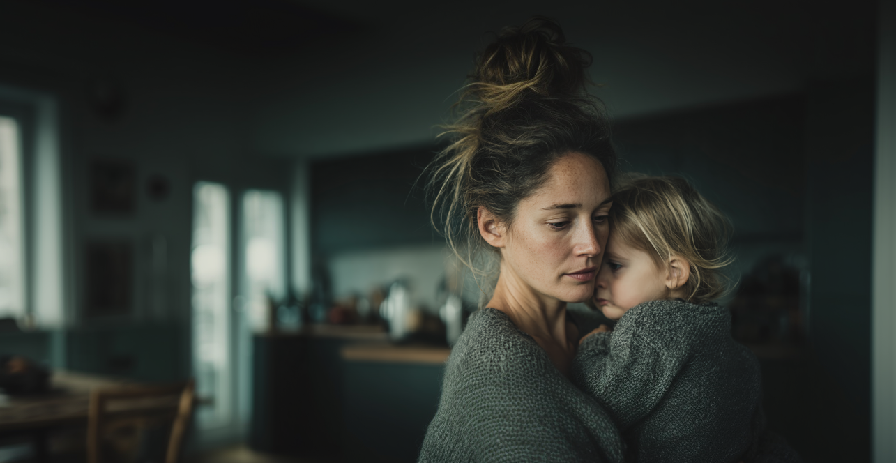 Symbolische Darstellung von Selbstzweifeln und Sorgen um die familiäre Stabilität